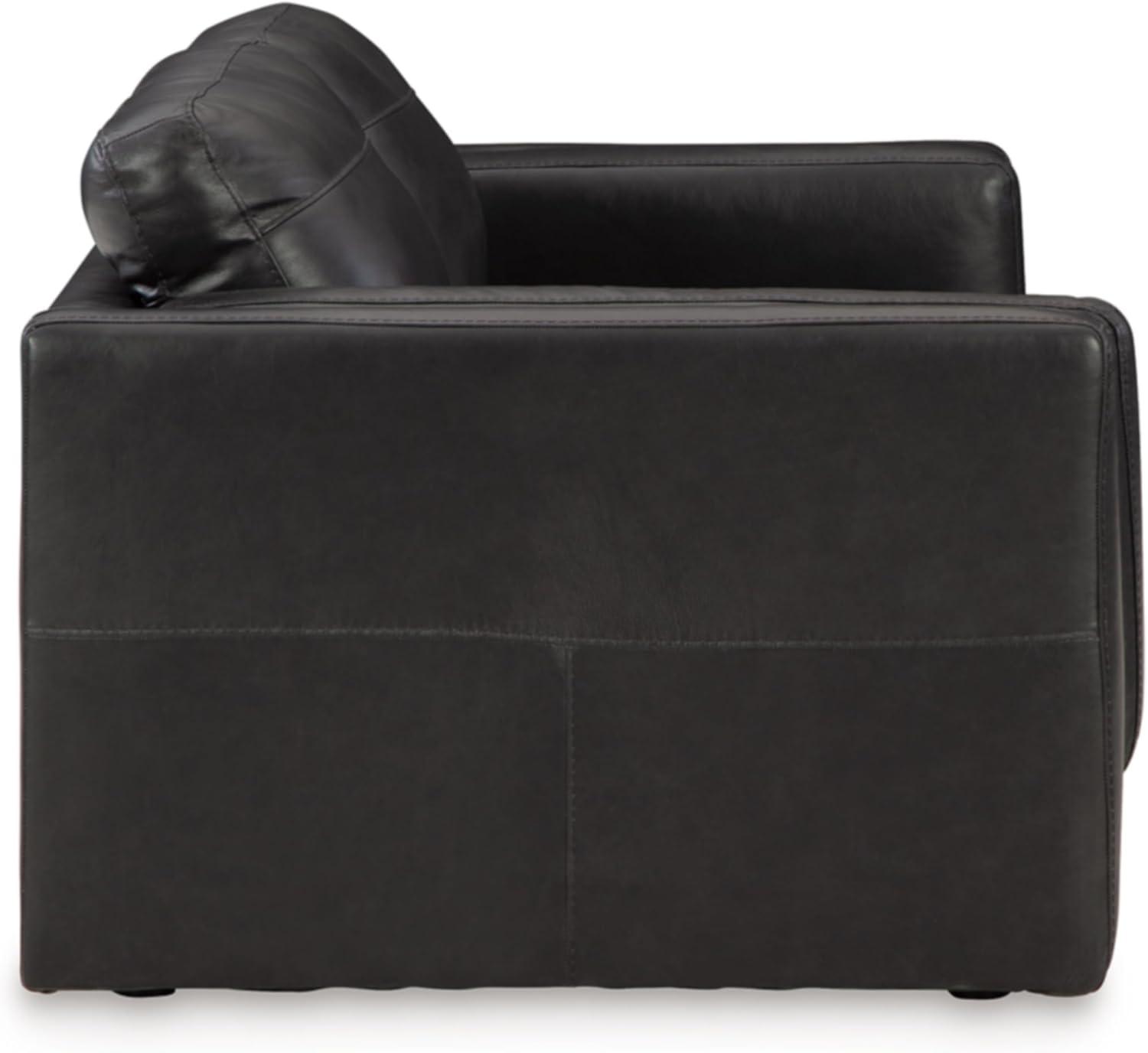 Amiata Black Faux Leather Pillow-top Arm Loveseat