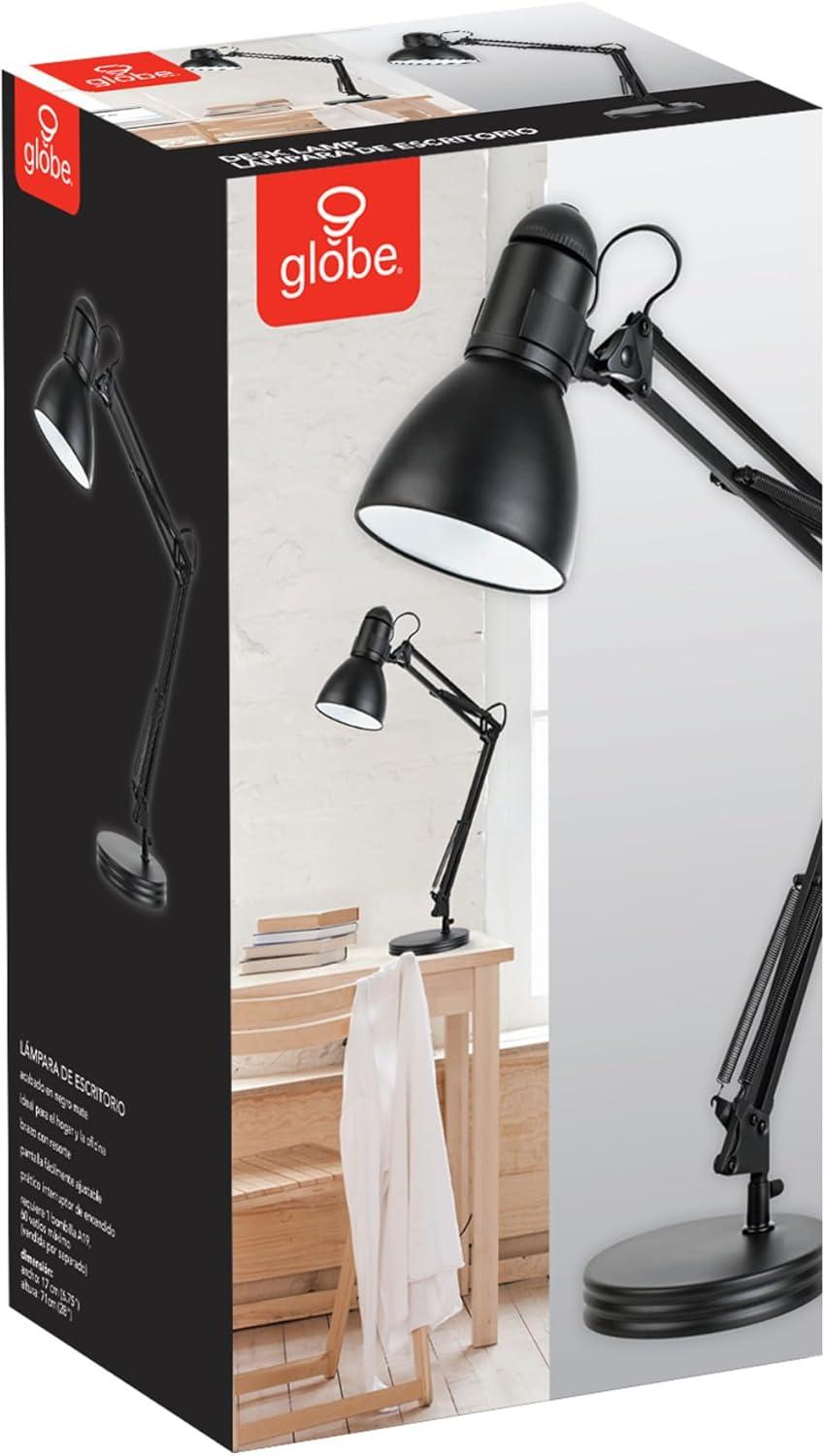 Globe Electric 28" Contemporary Heavy Base Architect Black Swing Arm Desk Lamp, 5698601