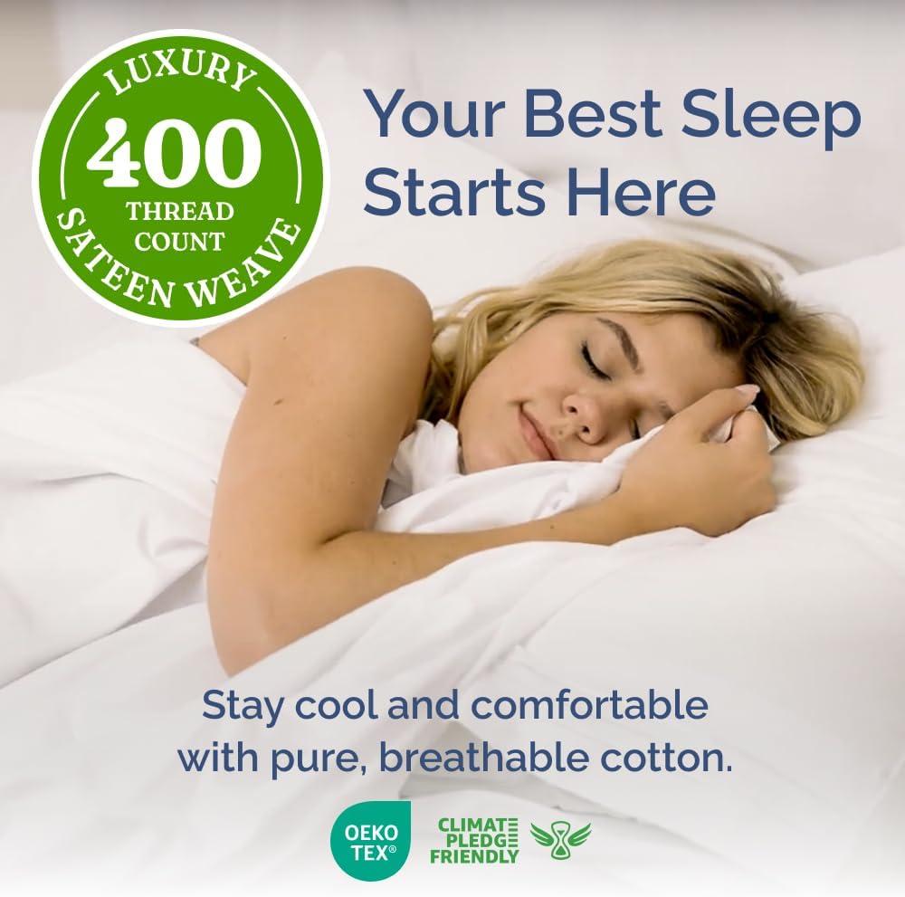 CGK Linens 4 Piece 100% Cotton 400 Thread Count Hotel Quality Bed Sheet Set