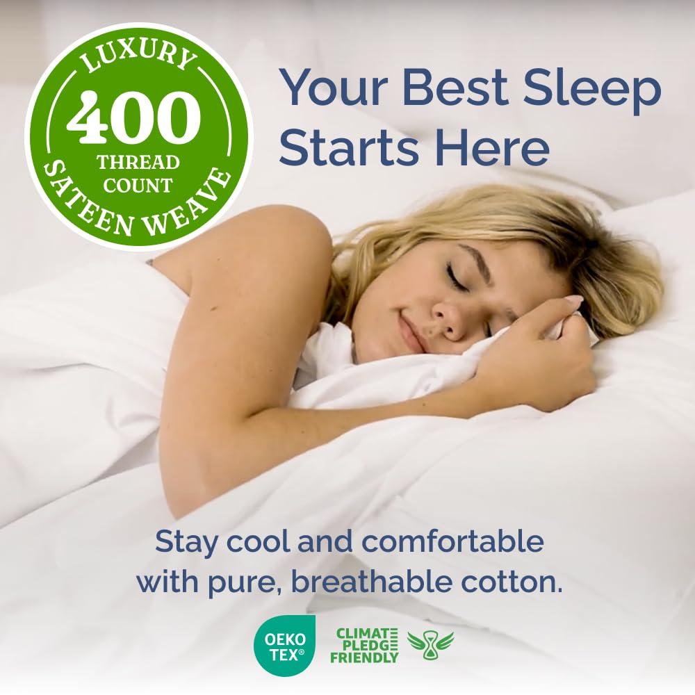 CGK Linens 4 Piece 100% Cotton 400 Thread Count Hotel Quality Bed Sheet Set