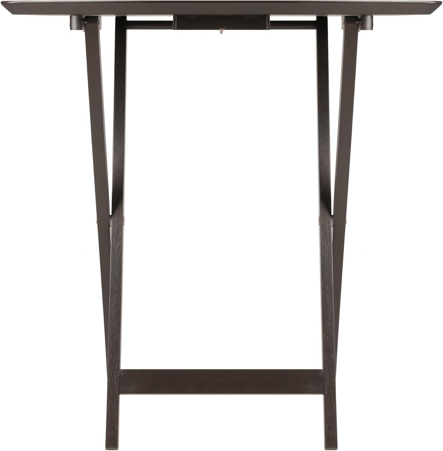 5pc Anila Fan Shape Snack Table Coffee - Winsome: Solid Wood Folding Tables, Beveled Edges, Storage Rack