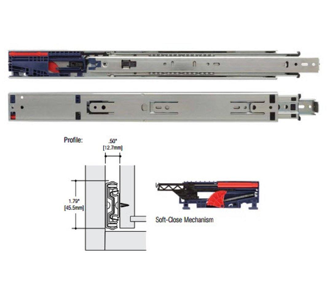 18" Silver Steel Soft-Close Drawer Slide Pair