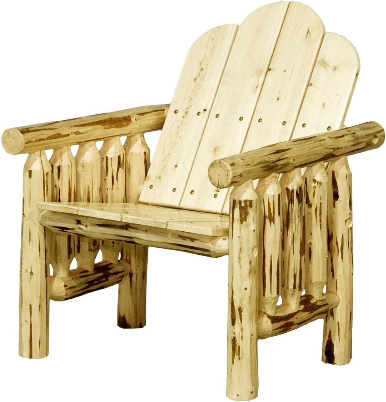 Rustic Lodge Pole Pine Deck Armchair with Clear Finish