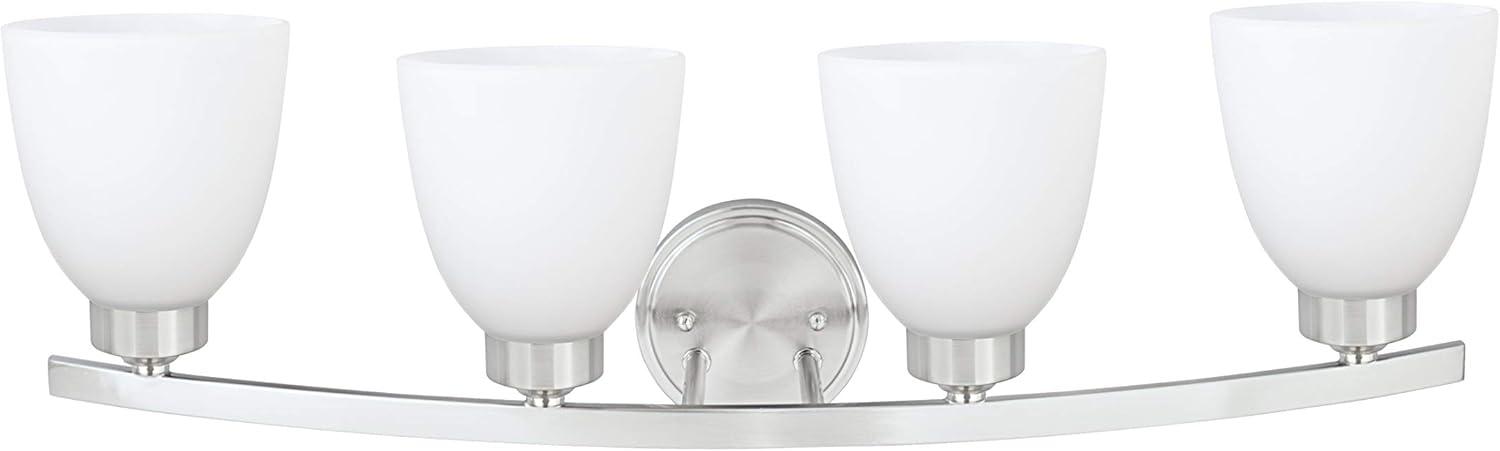 Four-Light Satin Nickel Vanity Light with Frosted Glass Shades