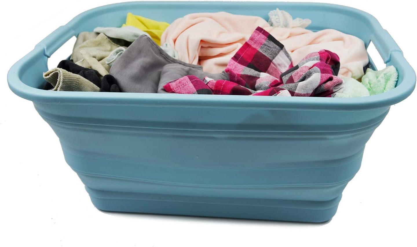 SAMMART 42L(11 gallon) Collapsible Plastic Laundry Basket, Sea Angel