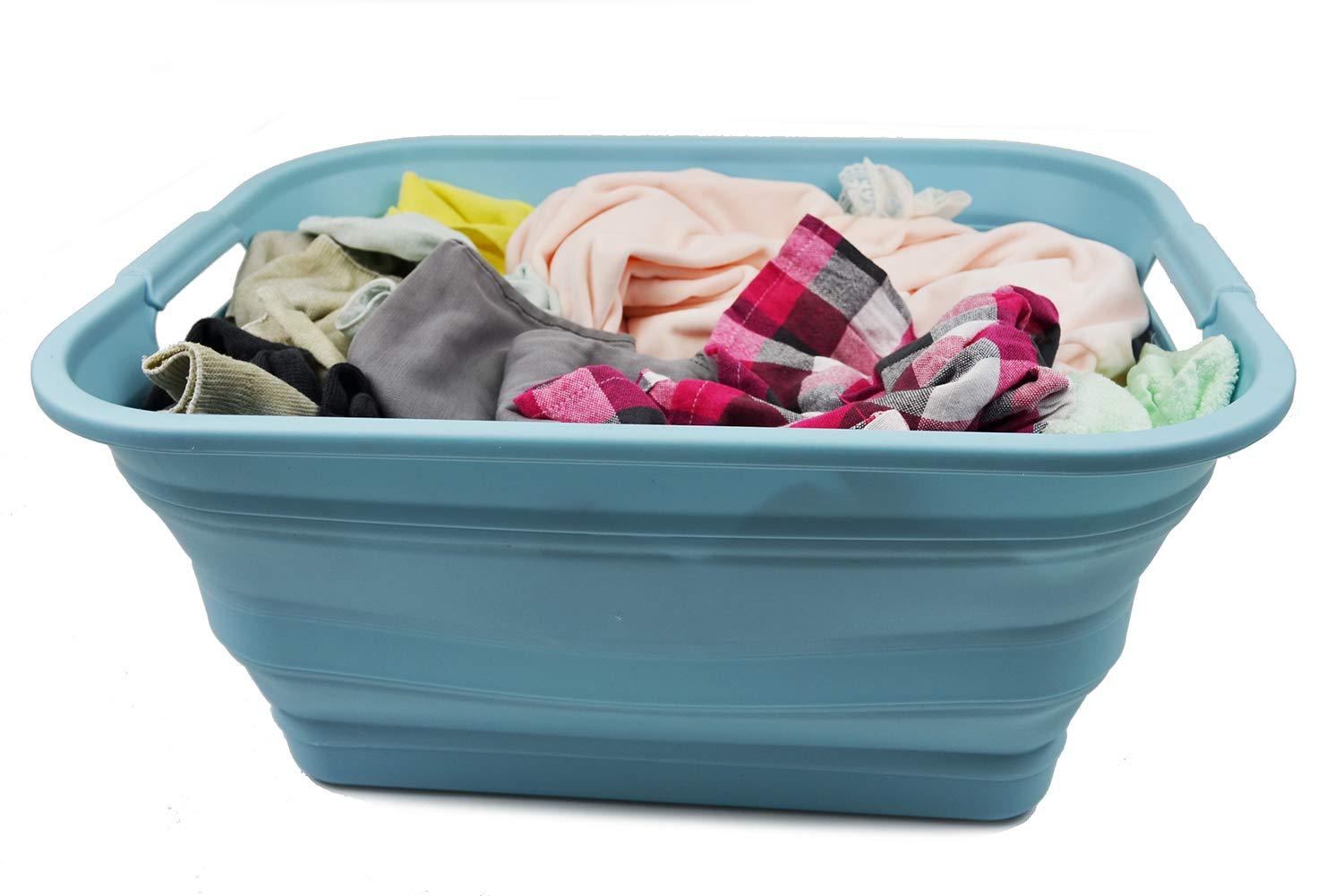 SAMMART 42L(11 gallon) Collapsible Plastic Laundry Basket, Sea Angel