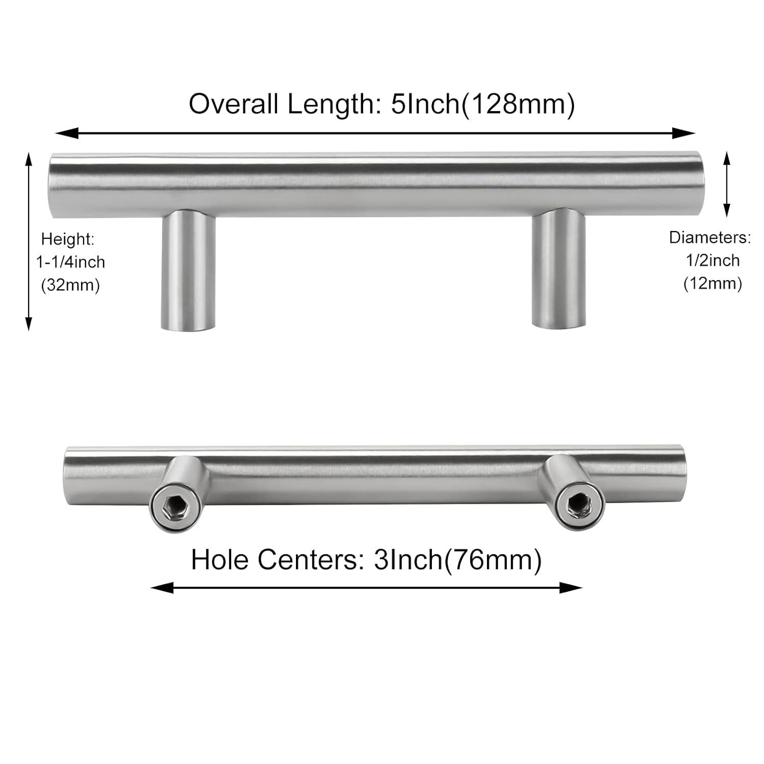 homdiy 10 Pack Brushed Nickel Cabinet Pulls 3 Inch Kitchen Cabinet Handles Stain Steel Cabinet Hardware for Kitchen and Bathroom Cabinets, 5 Inch Overall Drawer Pull