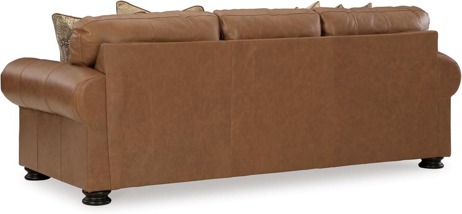 Carianna Brown Faux Leather Queen Sleeper Sofa with Memory Foam Mattress