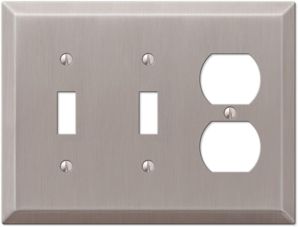 Brushed Nickel Double Toggle Single Duplex Steel Wallplate