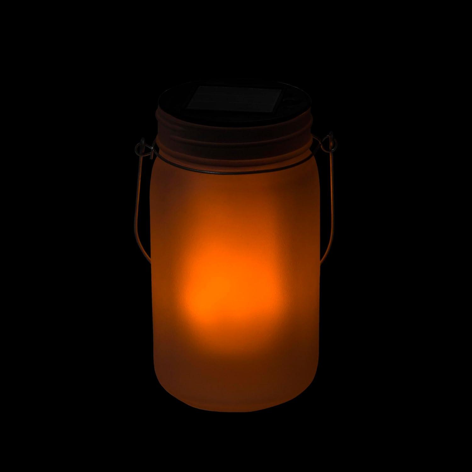 Clear Solar Powered LED Pathway Lantern Jars, Set of 2