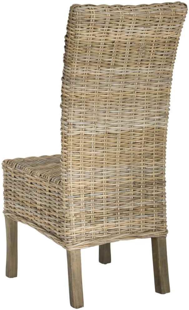 Quaker 19" H Rattan Side Chair (Set of 2) - FOX6521 - Natural Unfinished/Rustic Grey - Safavieh Couture