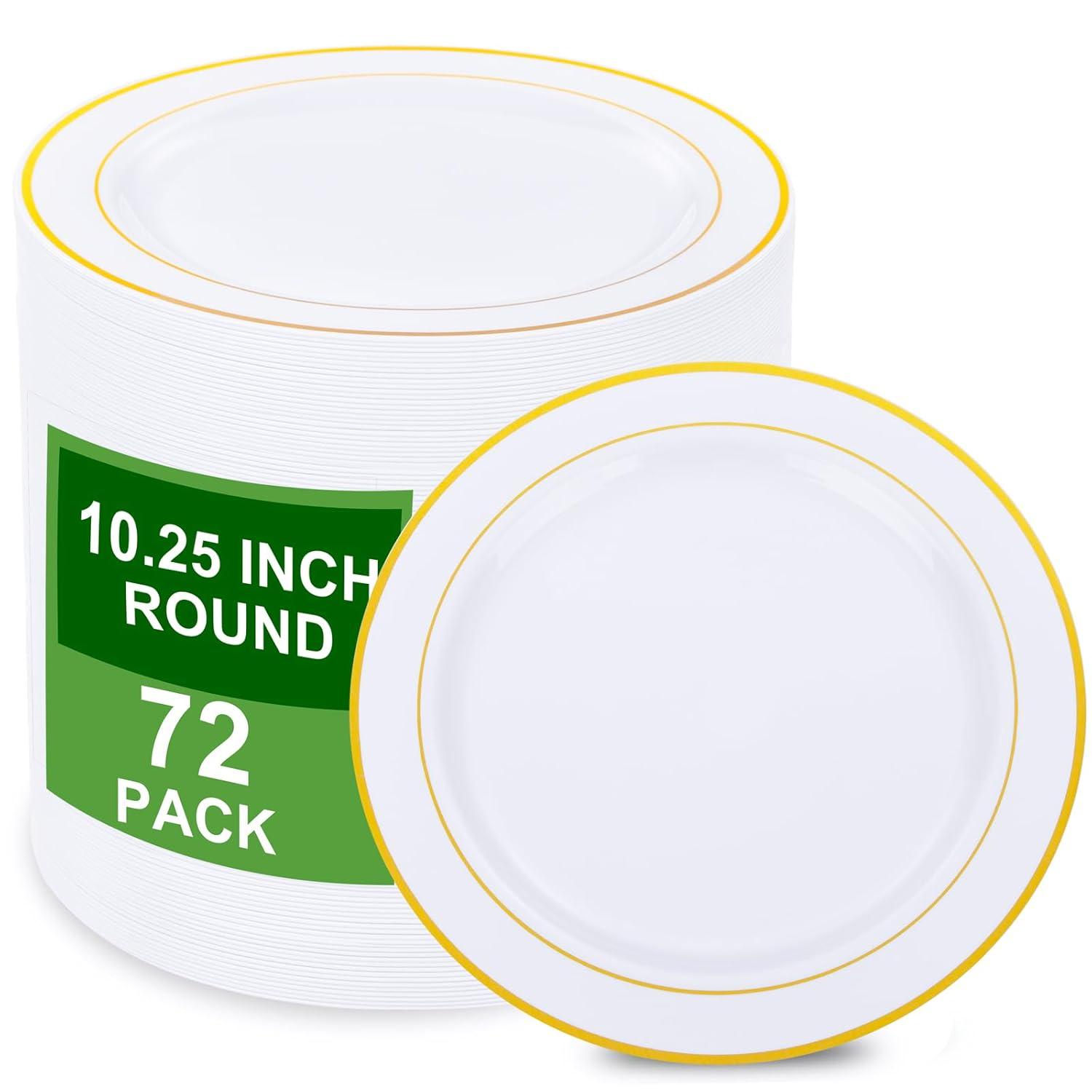 WELLIFE Silver Plastic Dinner Plates 72 Pieces, 10.25" Silver Disposable Plates, Premium Hard Plastic Lunch Plates, Ideal for Wedding and Party