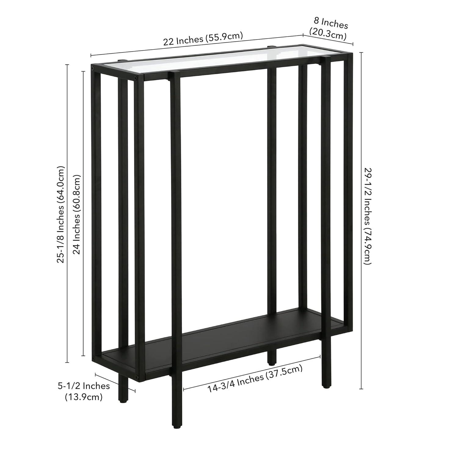 Evelyn&Zoe Vireo 42" Wide Rectangular Console Table with Metal Shelf, Blackened Bronze