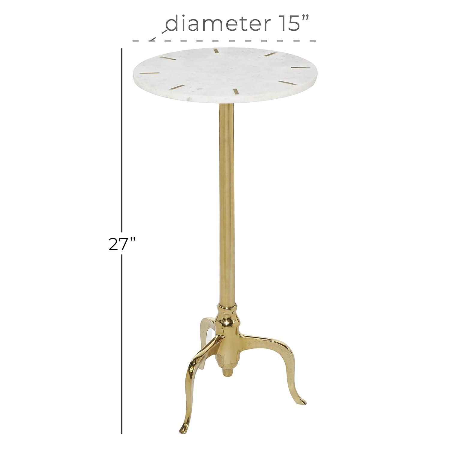 Contemporary Marble Pedestal Accent Table Brass - Olivia & May