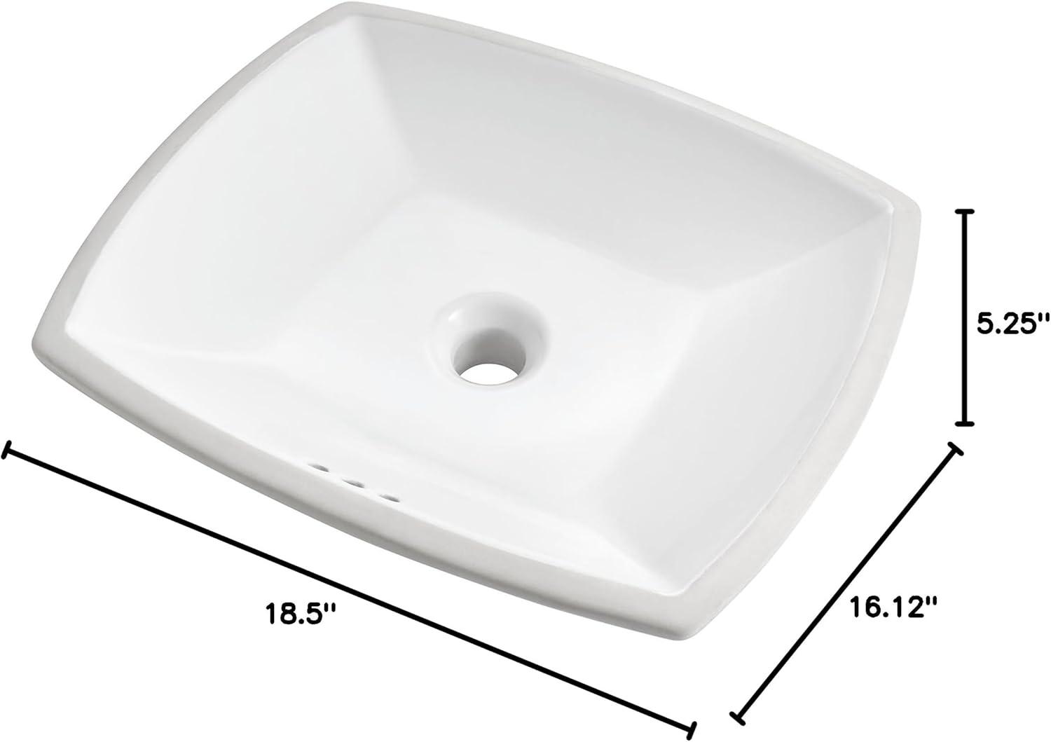 American Standard Edgemere 16.125'' White Vitreous China Rectangular Bathroom Sink with Overflow