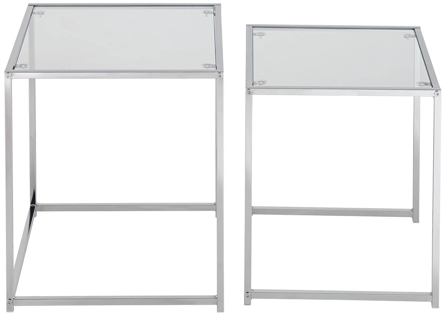 Rodney Chrome and Clear Glass Nesting Accent Tables Set of 2