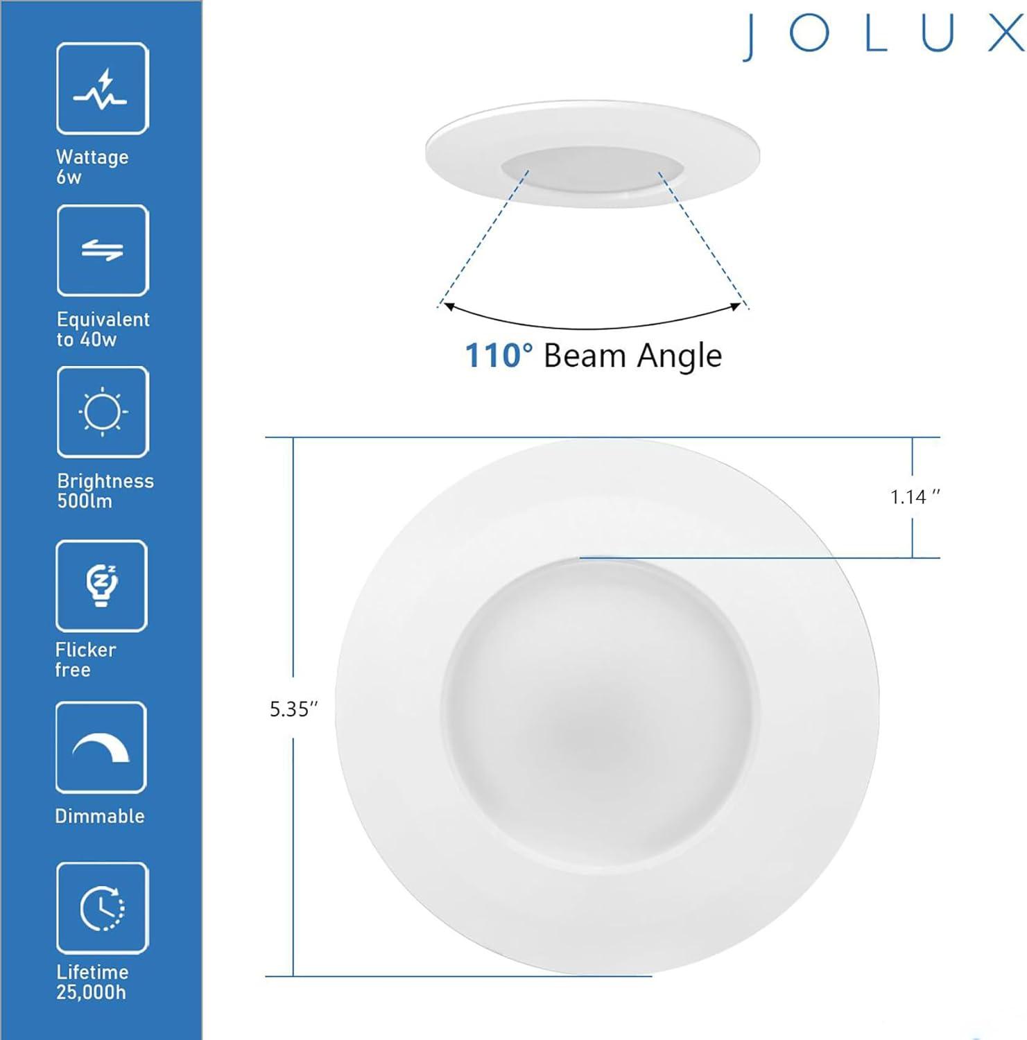 Jolux 4" 5CCT Adjustable Length LED Retrofit Recessed Lighting Kit for Easy Remodel Installation