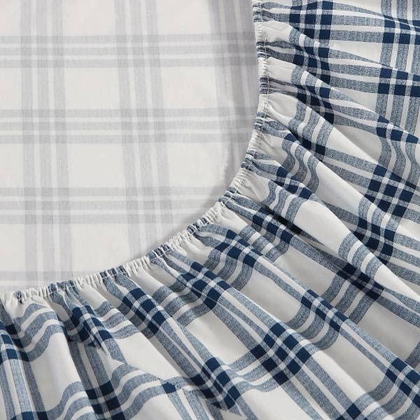 Twin XL Printed Pattern Sheet Set Navy Plaid - Eddie Bauer