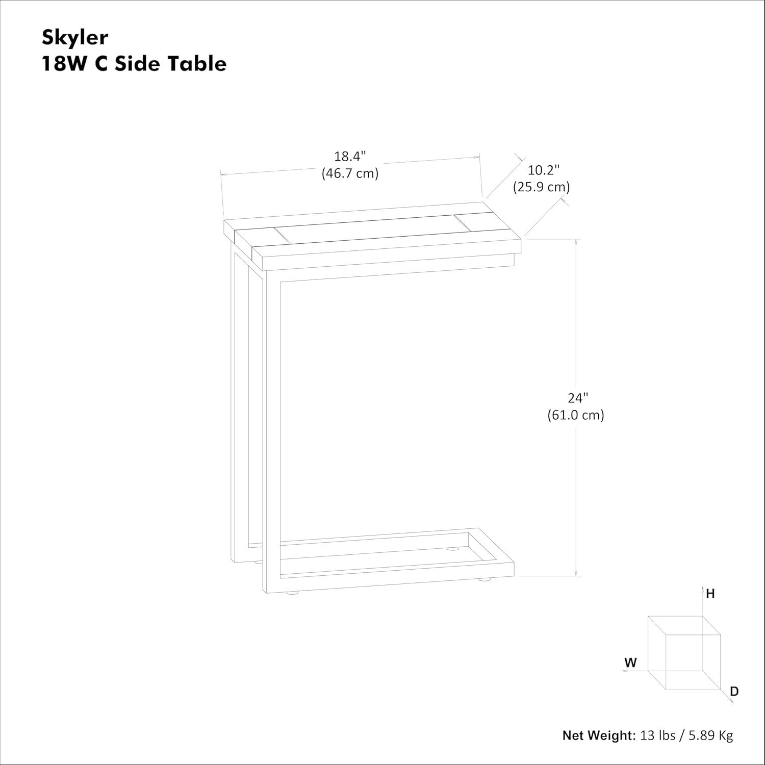 Simpli Home Skyler Solid Mango Wood C Side Table