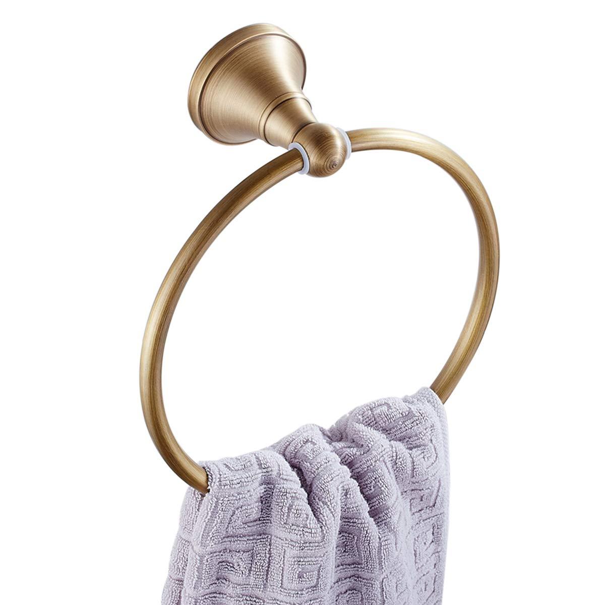 Flybath Round Towel Ring Antique Brass Hanger Hand Towel Holder for Bathroom Kitchen Accessories Wall Mounted, Brushed Bronze