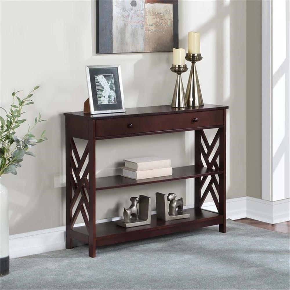 Convenience Concepts Titan 1 Drawer Console Table with Shelves, Espresso