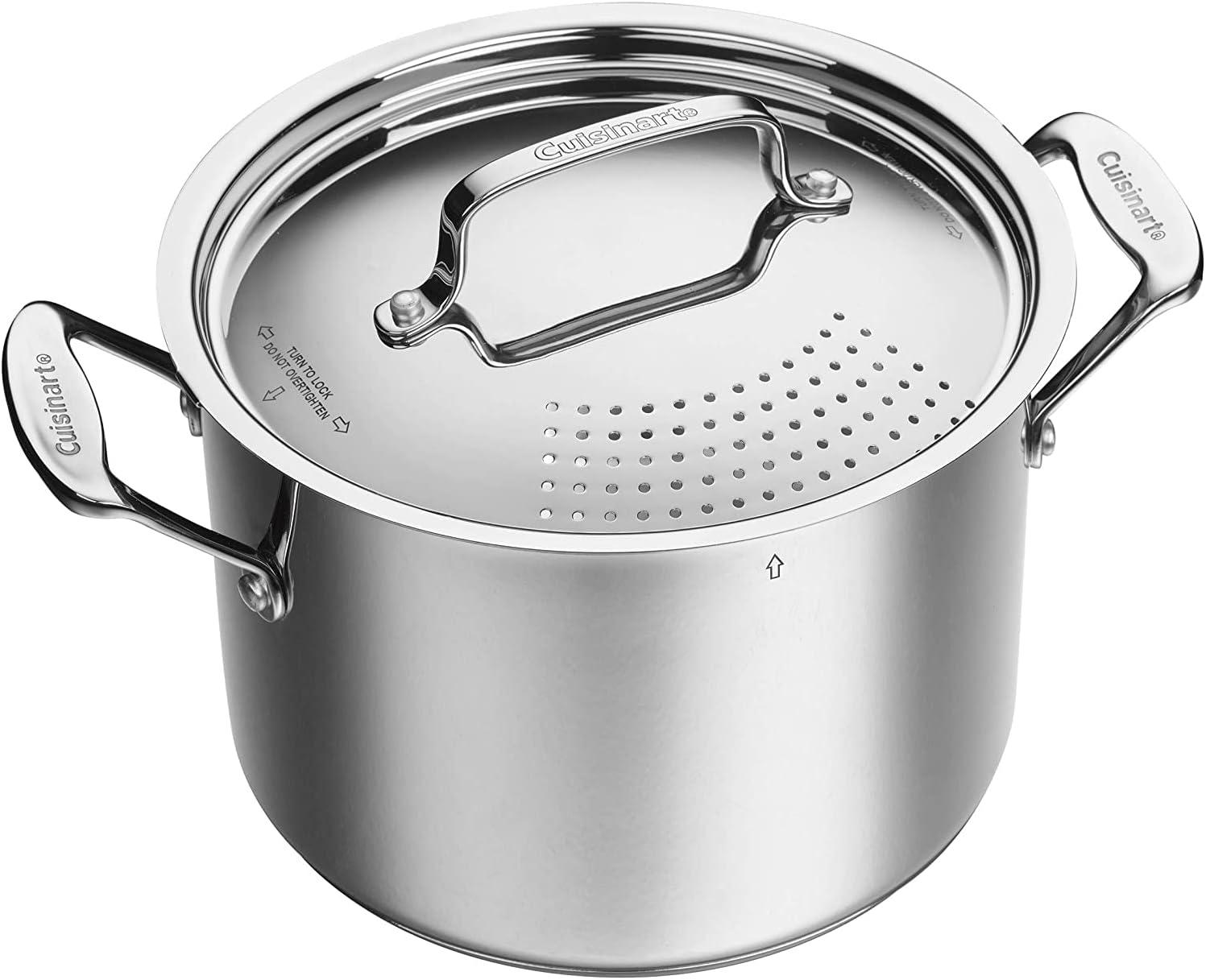 Cuisinart 6-Quart Stainless Steel Pasta Pot with Gold Handles