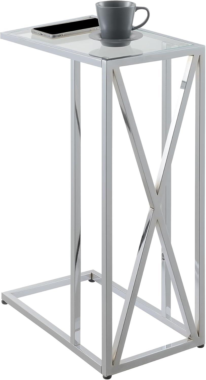 Convenience Concepts Oxford Chrome Glass C End Table in Glass & Chrome Frame
