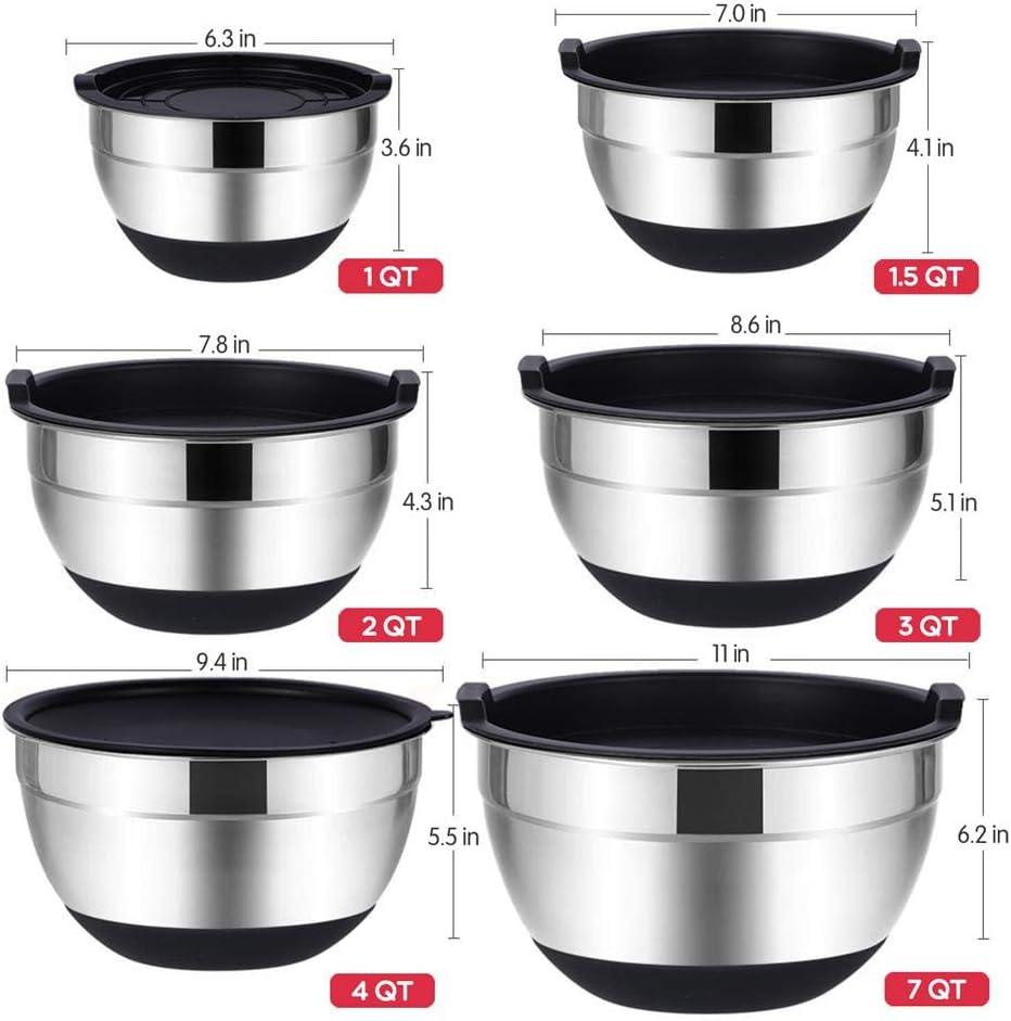 Stainless Steel Mixing Bowl Set with Lids and Graters