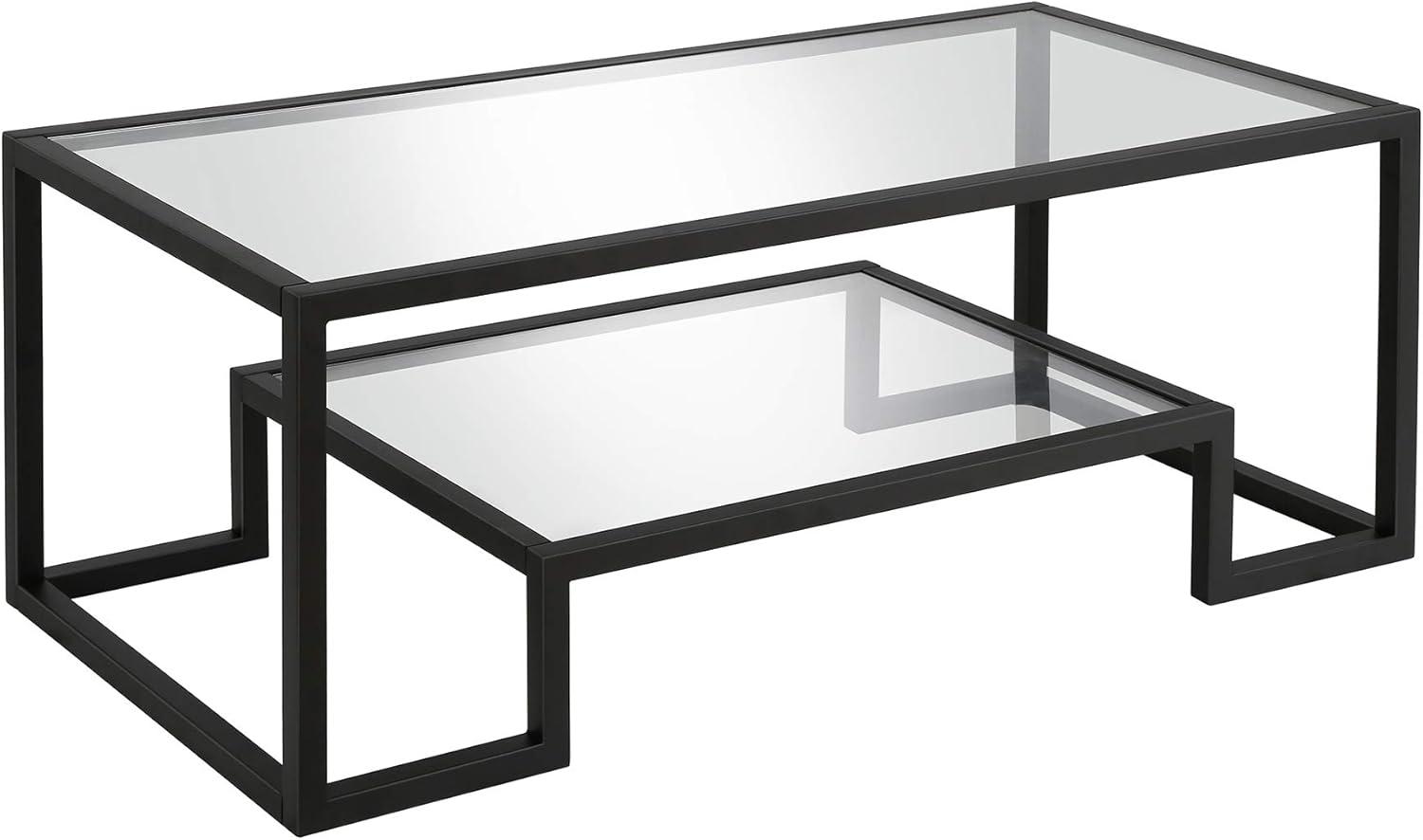 Metal Glass Geometric Coffee Table in Black  - Henn&Hart