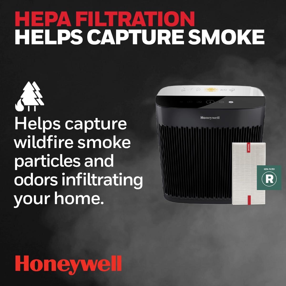 Honeywell Air Purifier, HPA5300B, 500 sq ft, HEPA Filter,  Allergen+ Plus, Smoke, Pollen, Dust Reducer