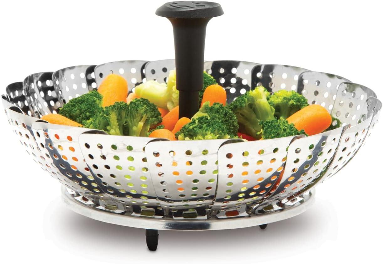 Stainless Steel Foldable Vegetable Steamer with Silicone Feet