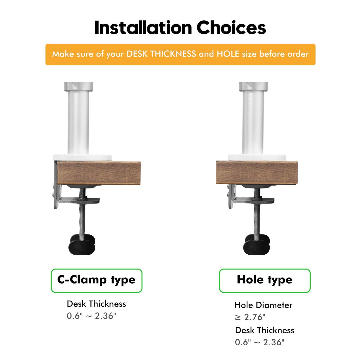 Viozon Monitor and Laptop Mount, 2-in-1 Adjustable Dual Arm Desk Mounts Single Desk Arm Stand/Holder for 17 to 32 Inch LCD Computer Screens, Extra Tray Fits 12 to 17 inch Laptops (Silver)