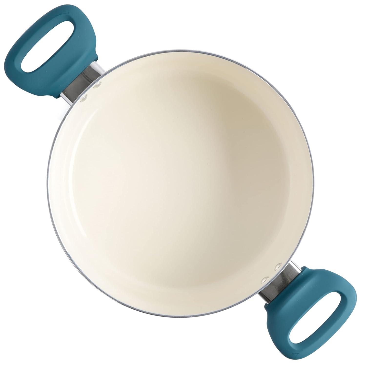 Spice by Tia Mowry Spice By Tia Mowry Savory Saffron Nonstick Ceramic Dutch Oven With Stainless Steel Steamer, 5-Quart, Charcoal, Enamel Exterior, Stay-Cool Handles