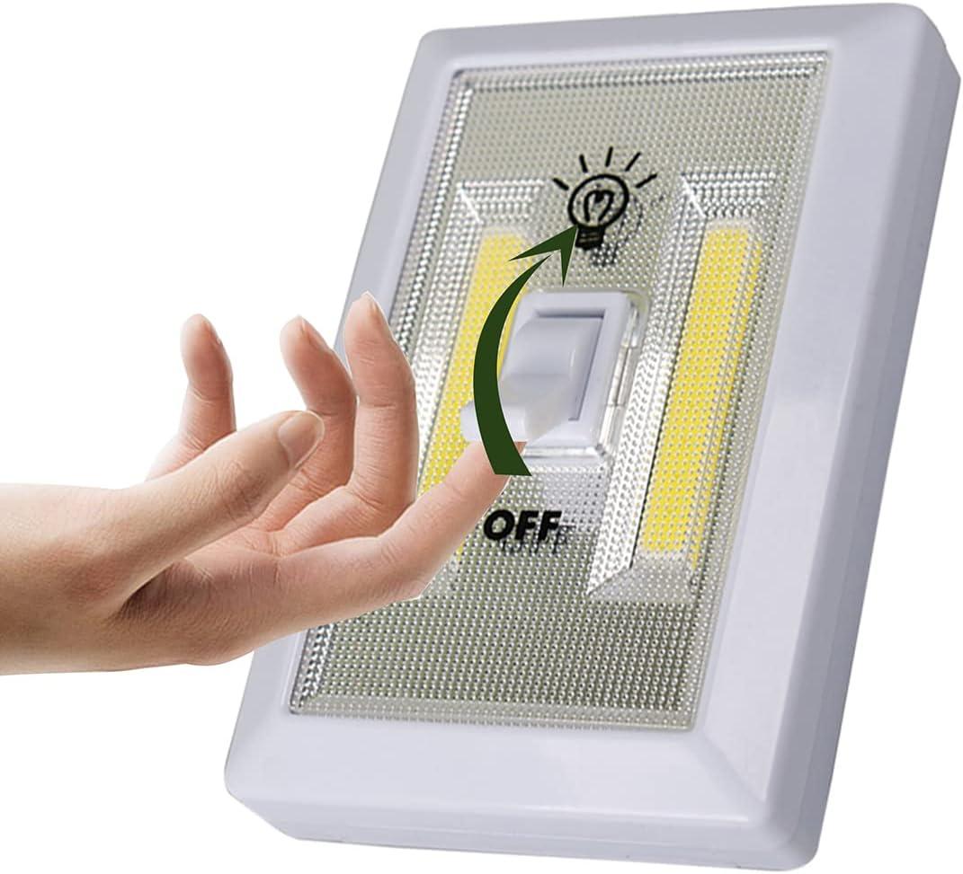 Battery Operated Switch LED Lights, Portable Tap Light, Push Closet Light, COB LED Cordless Night Lights, Touch, Wall Mount Under Cabinet, Shed, Kitchen, Garage, Attic, RV(6 Pack)