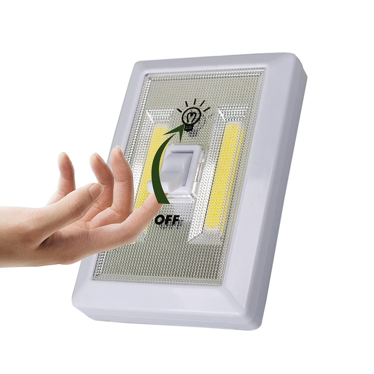 Battery Operated Switch LED Lights, Portable Tap Light, Push Closet Light, COB LED Cordless Night Lights, Touch, Wall Mount Under Cabinet, Shed, Kitchen, Garage, Attic, RV(6 Pack)