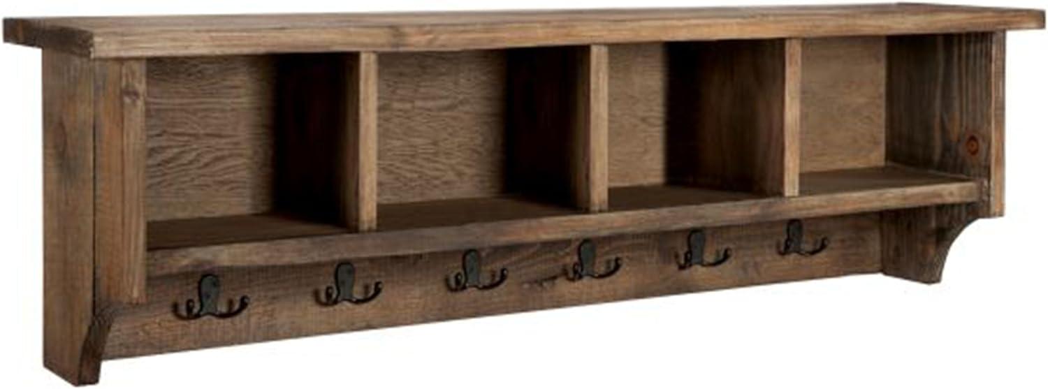 48 in. Pomona Metal & Wood Entryway Coat Hook with Storage Cubbies