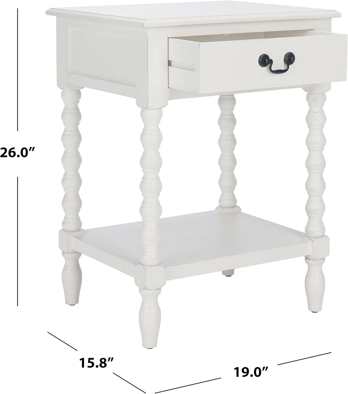 Distressed White Modern Farmhouse Accent Table with Storage