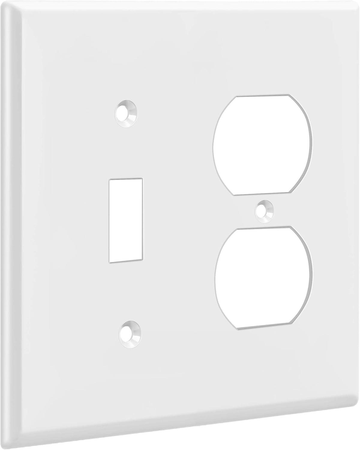 White Glossy Polycarbonate 2-Gang Toggle Switch Wall Plate