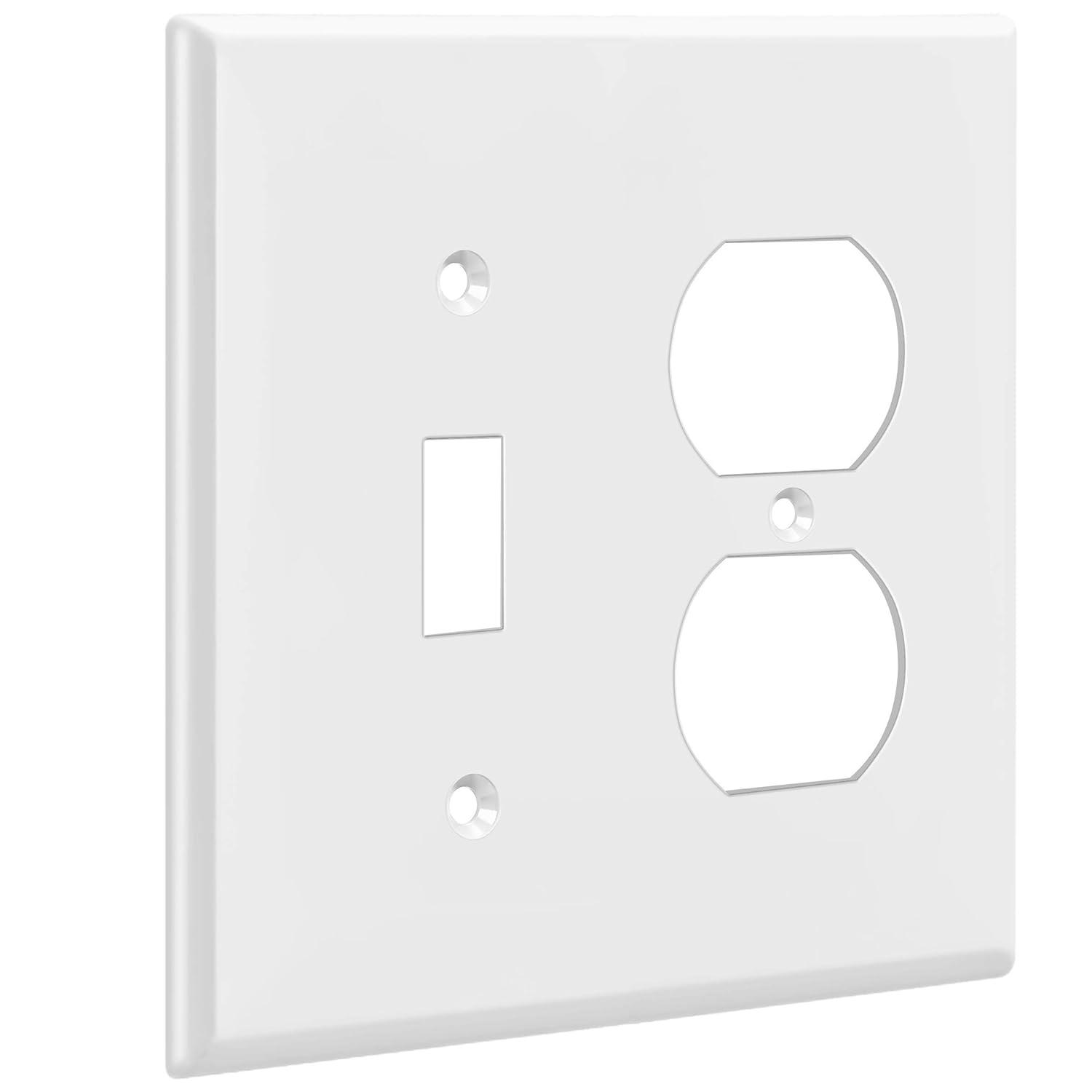 White Glossy Polycarbonate 2-Gang Toggle Switch Wall Plate