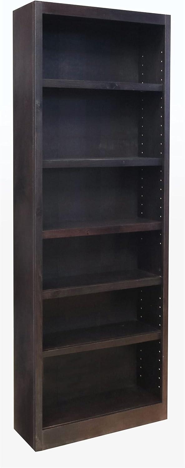 Concepts in Wood 6 Shelf Wood Bookcase, 84 inch Tall - Espresso Finish