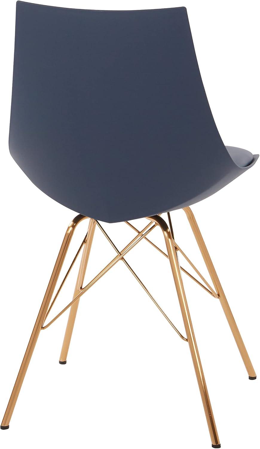 OSP Home Furnishings Oakley Chair in Navy Faux Leather with Gold Chrome Base