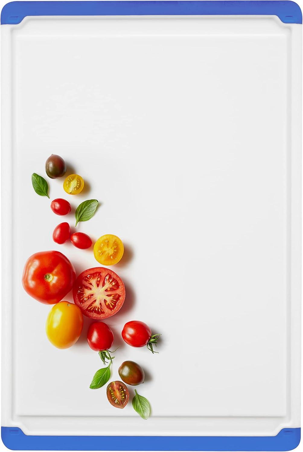 Large Cutting Boards for Kitchen - Dishwasher Safe Non-Slip Cutting Boards with Juice Grooves, Easy Grip Handles - Large and Thick Chopping Board - Blue