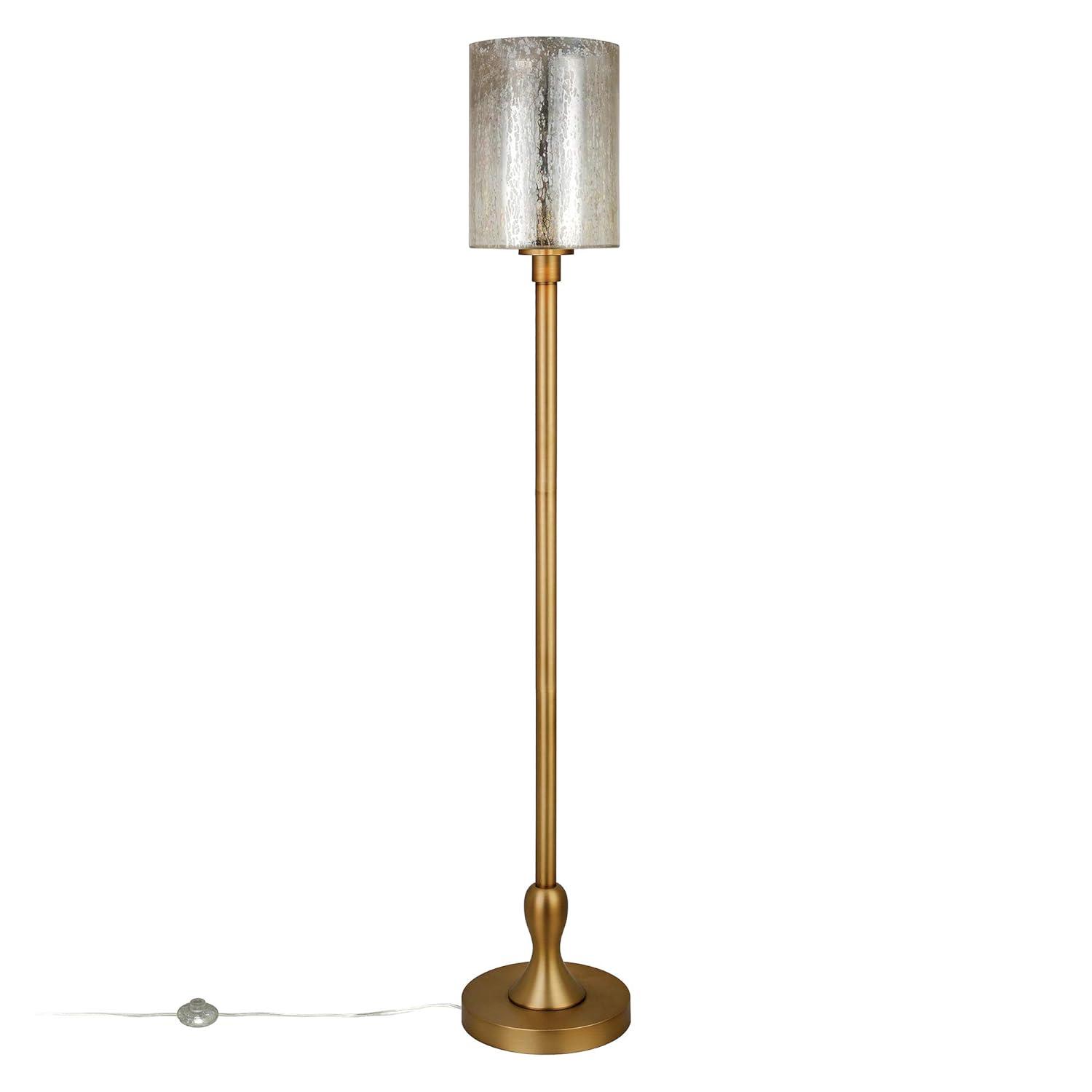 Numit 68.75" Tall Floor Lamp with Glass Shade in Brass/Mercury Glass