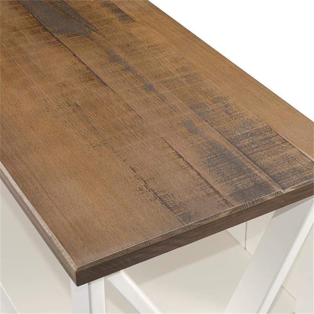 52" Solid Wood Farmhouse Storage Console - White/Reclaimed Barnwood