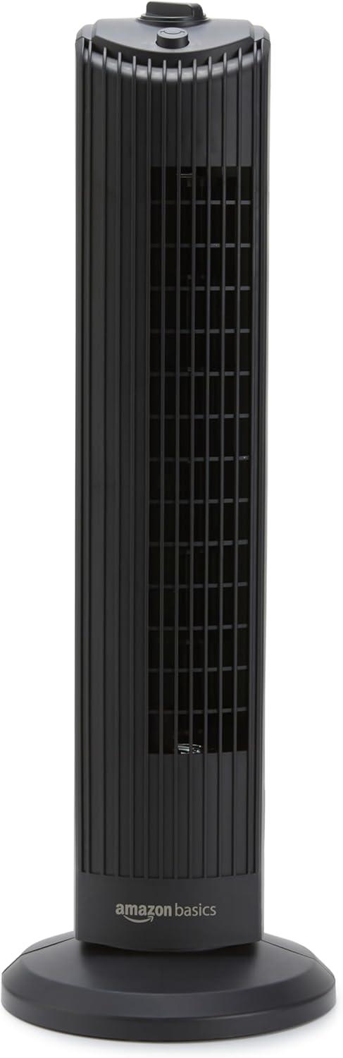 Black 28-Inch Oscillating Tower Fan with Mechanical Control