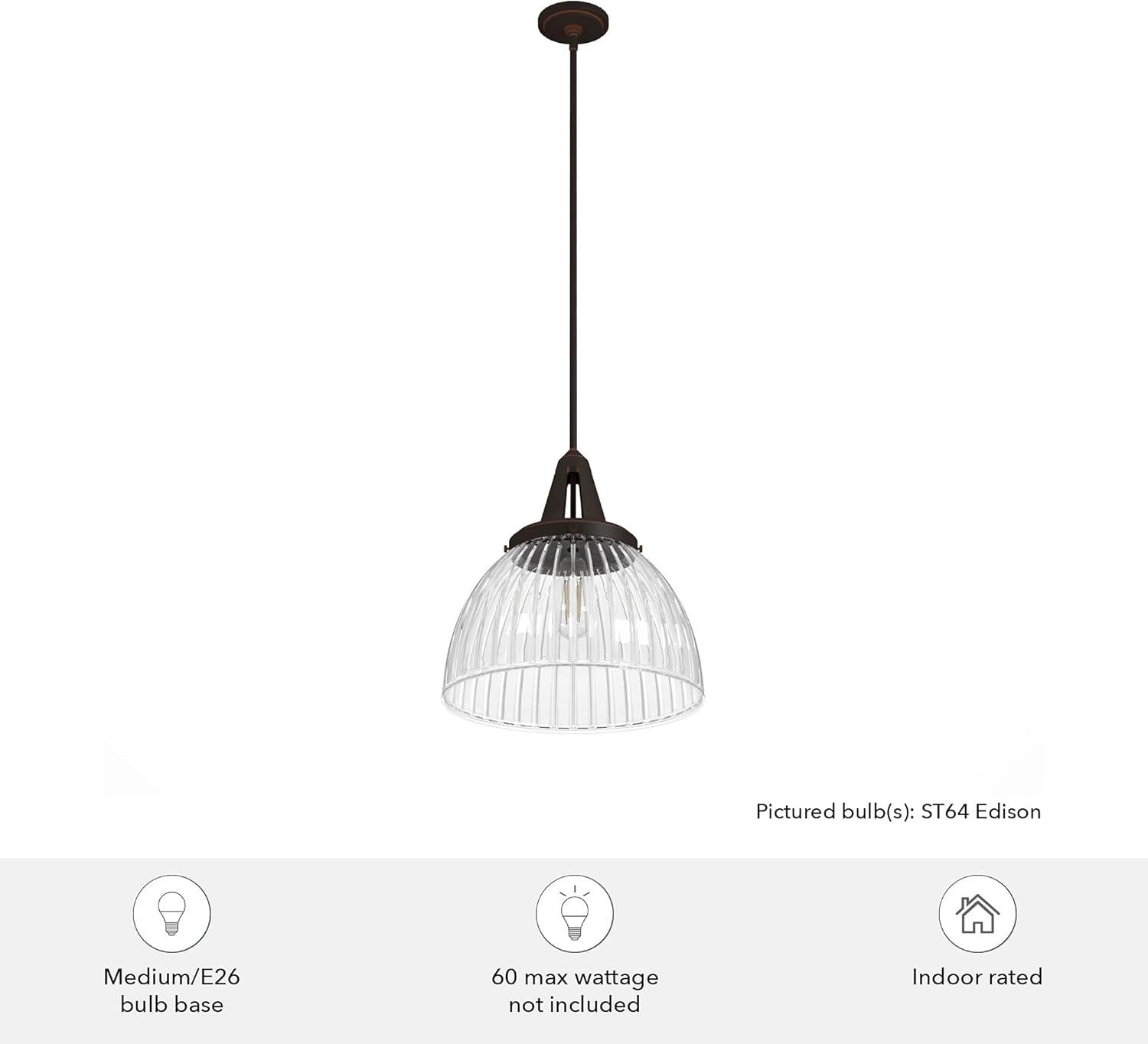 Cypress Grove 16'' Black and Clear Glass Pendant Light