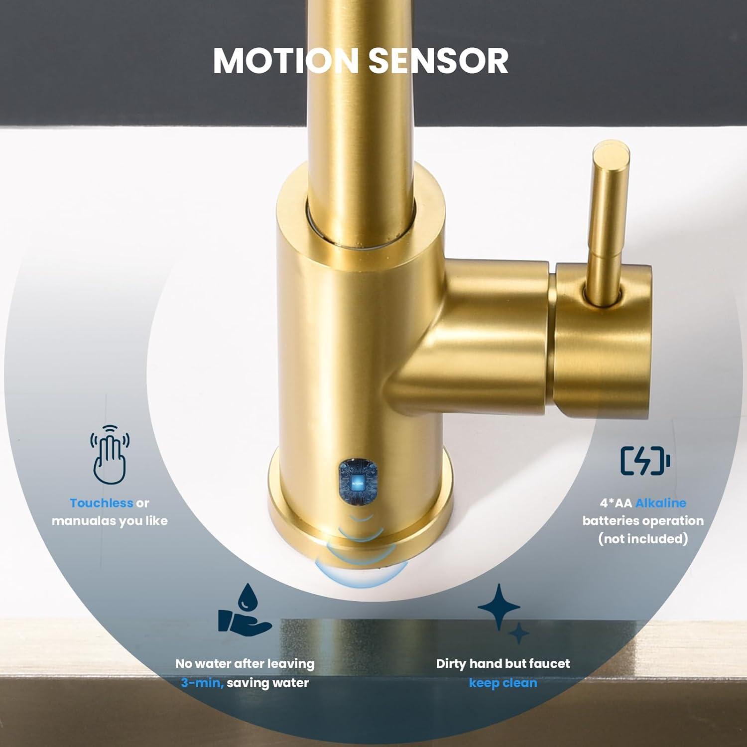 ARCORA AR7100301G-DC ARCORA Stainless Steel  Single Handle Pull-Down Sprayer Kitchen Faucet Set with Touchless Sensor