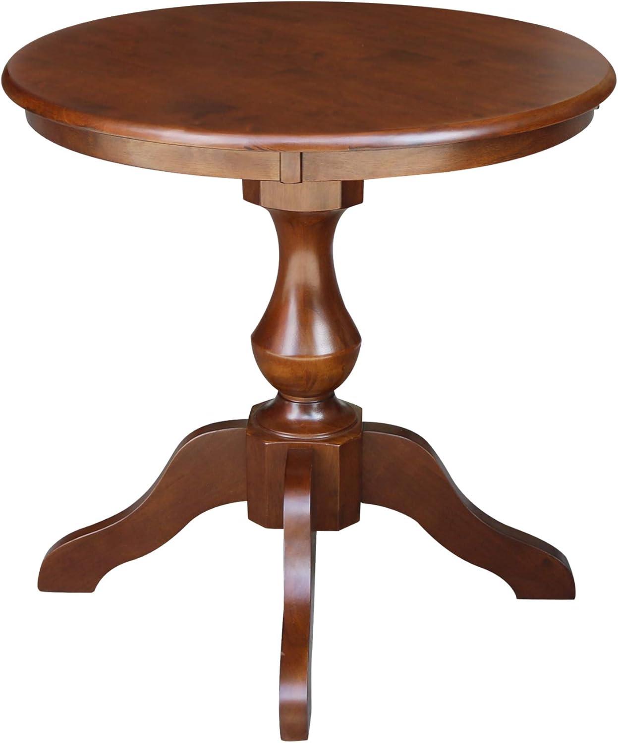 Espresso French Country Round Wood Pedestal Dining Table, Seats 4