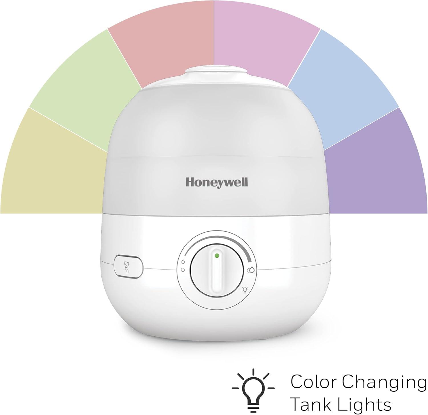 Honeywell Ultra Glow Light Changing Humidifier and Diffuser: Cool Mist, 24-Hour Run, No Filter, 100-300 sq. ft. Coverage