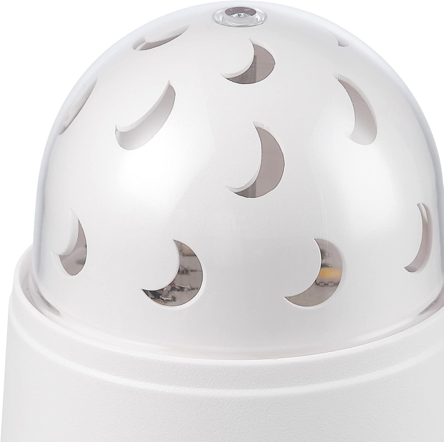 Globe Electric 13767 Rotating Projector Star and Moon LED Integrated Night Lights 2-Pack, 1x Star, 1x Moon, Battery Operated, 30 Min Timer, On/of Button, White Finish